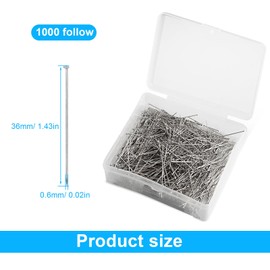 LWLWA 1000 Pieces Pins Without Head, Sewing Pins 0.65 x 35 mm, Pin with Storage Box, for Sewing Accessories, Jewellery Making, DIY Crafts