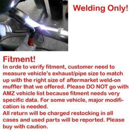 Weld-On Universal Muffler 4" Slant Burnt N1 Tip Stainless Steel Racing Weld-On Exhaust Muffler 2.5" Inlet