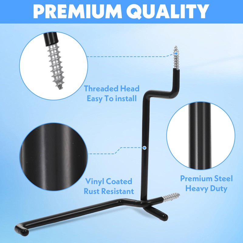 Pafeooui 12 Pcs Heavy-Duty Black Ladder Hooks – Iron &