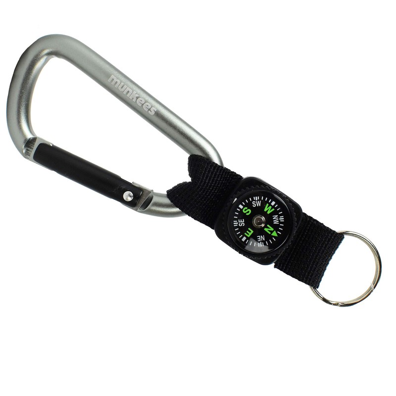 AceCamp Munkees 8mm Carabiner with Compass Strap, Small Pocket-Sized Waterproof