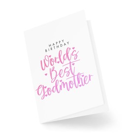 Godmother Cards - Birthday Cards for Godparents - Happy Birthday World's Best Godmother - Birthday Card - Cute Cards - CBH2016