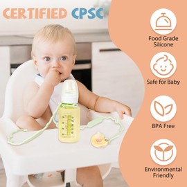 VIOTIIN Toy Safety Straps, Silicone Adjustable Baby Pacifier Teether Straps, 4pcs Toddler Fork and Spoon & 4pcs Toddler Toy Bottle Harness Straps for Strollers, High Chair, BPA Free