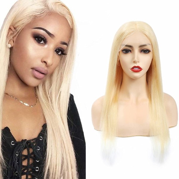 Real Hair Wig Blonde Lace Frontal Wig Real Hair Wig Natural Woman Natural Hair Brazilian Wigs for Black Women Lace Frontal Wig Blonde 46 cm (18 Inches)