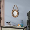 Funly mee Rustic Round Decorative Mirror with Solid Wood Frame&Rope