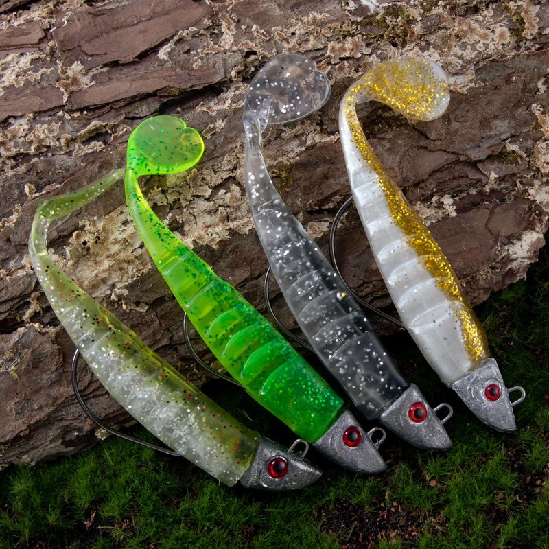 Dr.Fish 3pcs Soft Fishing Lures Jig Head with Paddle Tail
