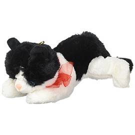 Black and White Plush Kitty Cat with Red Bow for Valentine's Day