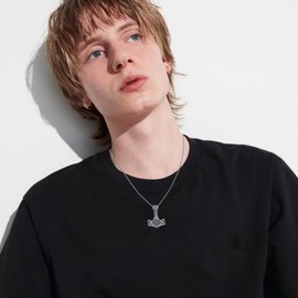 Thor Hammer Necklace 925 Sterling Silver Viking Mjolnir Hammer Talisman Pendant Norse Runes Amulet Jewelry Nordic Thors Hammer Jewelry Gifts for Men Women with 22’’+2’’Rolo Chain-Viking Mjolnir 01