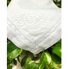 Green Sun Embroidery - Embroidered Cotton Napkins with White Leaves.