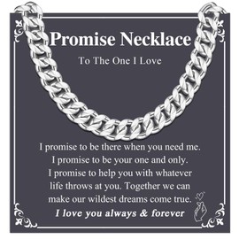 KORAS Valentines Gifts for Him, Gifts for Husband Boyfriend 8mm Promise Necklace for Him, Mens Valentines Gifts for Husband Boyfriend, Jewellery Presents for Birthday Christmas Anniversary