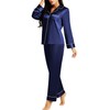 LONXU Women‘s Satin Pajamas Set Navy Blue L