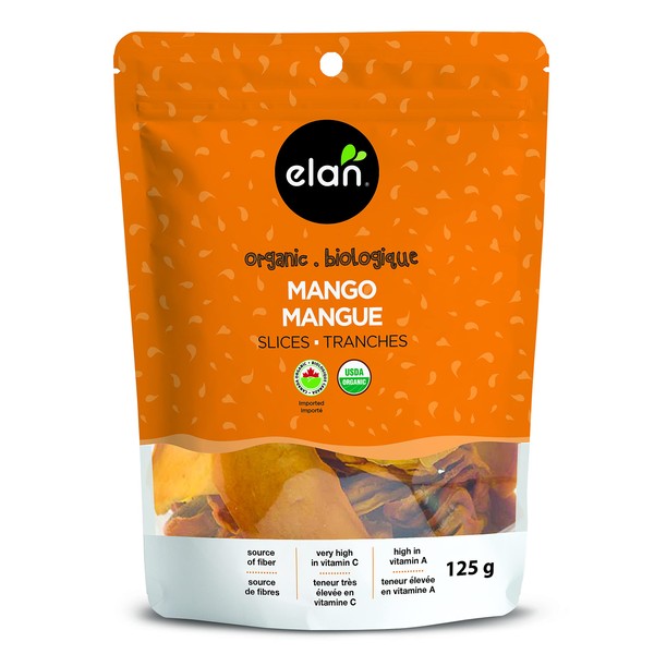 ELAN Organic Mango Slices, No Sugar Added, Non-GMO, Vegan, Gluten-Free, Kosher, 125 g