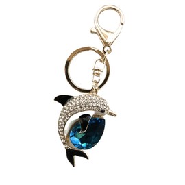[Rigural] Keychain Dolphin Bag Charm Key Ring Bling, Pink