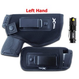 Universal IWB Holster for Concealed Carry | Bonus Mag Holster | EDC Inside The Waistband | Flexible, Breathable, Neoprene | S&W M&P Shield 9/40 1911 XDS Taurus PT111 G2 Glock 19 17 22 26 27 43 (Left)