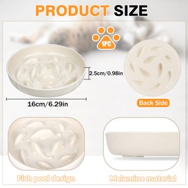 Cat Slow Feeder Bowl, Cat Food Bowl with Fish Pool Design, Healthy Eating Diet Pet Bowl, Interactive Puzzle Feeder Dish for Cats Kittens, Non-Slip Anti Gulping Cat Bowl for Dry and Wet Food