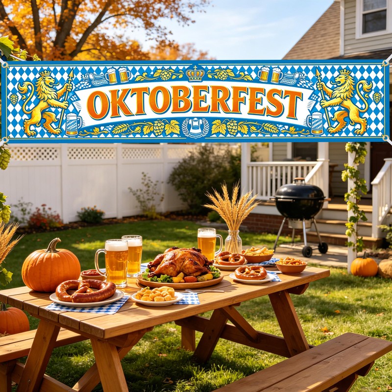 Oktoberfest Fence Banner, 8.2×1.6ft Large Bavarian Oktoberfest Banner