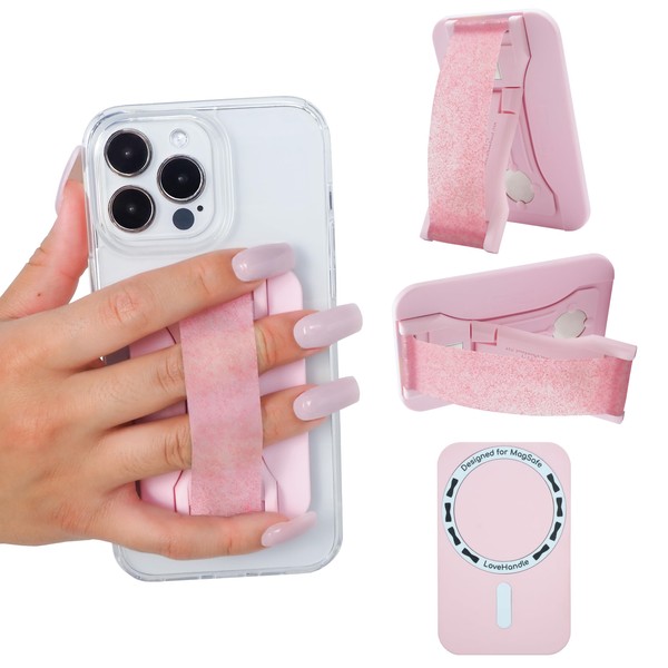 LoveHandle PRO MagSafe Compatible Magnetic Phone Grip w/Kickstand - Mount,