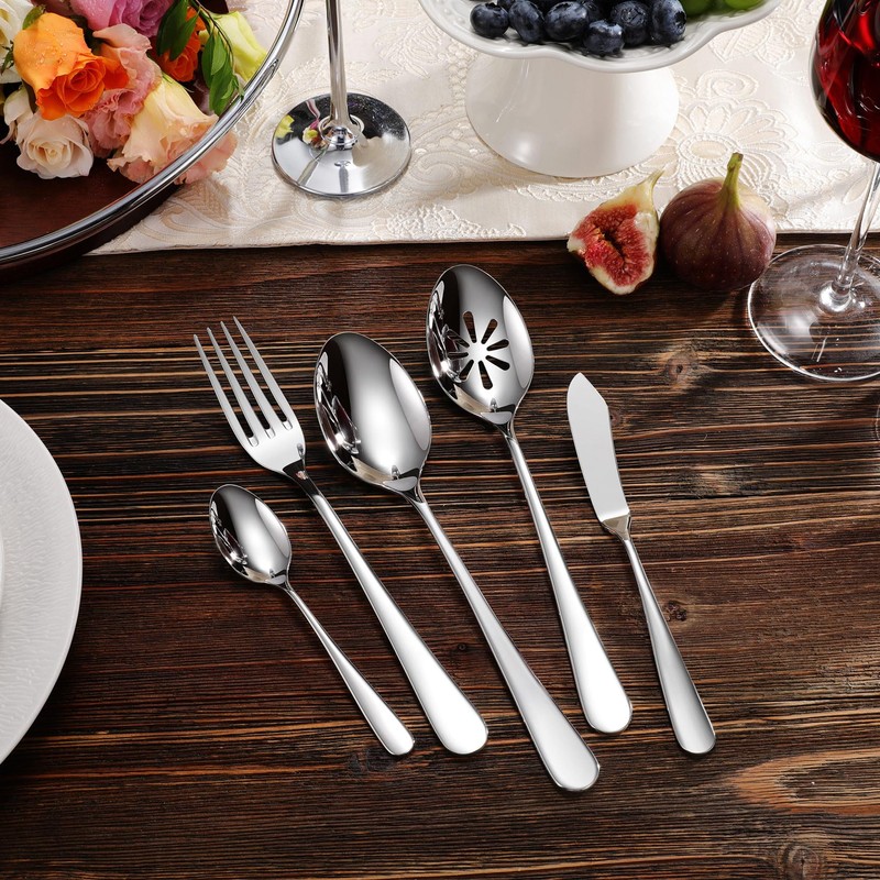 KEAWELL Premium 45-Piece Louise Silverware Set, 18/10 Stainless Steel, Service