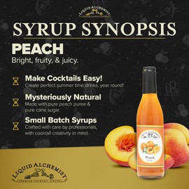 Liquid Alchemist Peach Syrup for Drinks - Real Ingredients Make our Peach Puree for Cocktails a Perfect Bellini Mix - Our Flavored Syrup is Non-GMO & Vegan (12 oz)