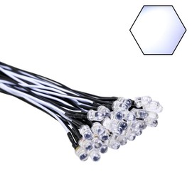 EDGELEC 30pcs 12 Volt 5mm White LED Lights Emitting Diodes Pre Wired 7.9 inch DC 12v LED Light Clear Lens Small LED Lamps