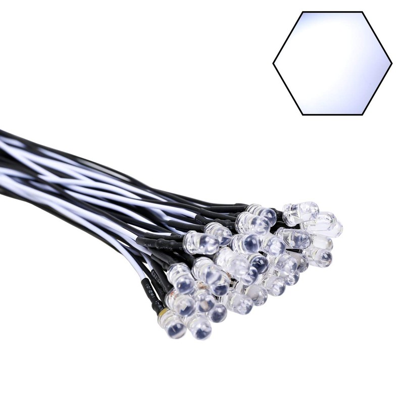 EDGELEC 30pcs 12 Volt 5mm White LED Lights Emitting Diodes