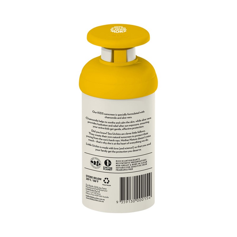 Little Urchin Kids Natural Clear Zinc Sunscreen Spf 50 Pump