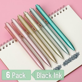 Mr. Pen- Retractable Gel Pens, 6 Pack, Black Ink Gel Pens Fine Point, Metallic Morandi Barrels, Retractable Pens, Gel Ink Pens, Aesthetic Pens for Journaling Fine Tip Pens