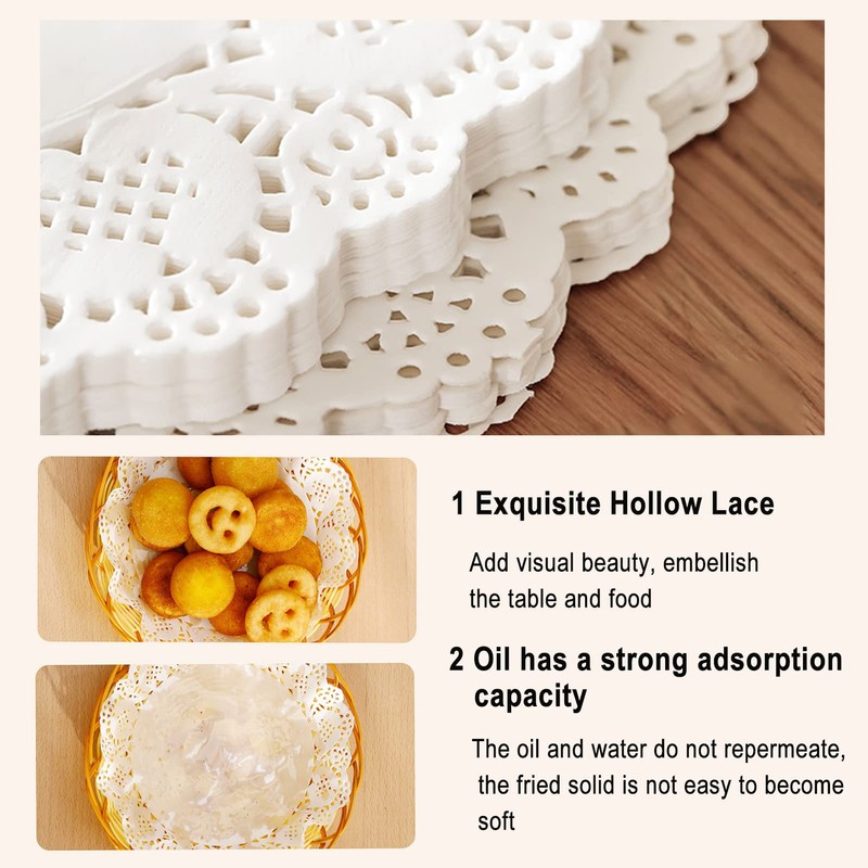 150PCS Lace Paper Doilies Wedding Assorted Paper Doilies White Rectangular