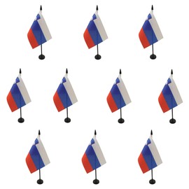 AZ FLAG Pack of 10 Slovenian Table Flags - 15 x 10 cm - 10 Mini Slovenia Flags 100% Polyester with 25 cm Flag Pole and Black Plastic Base