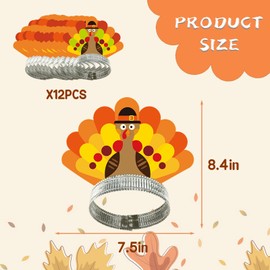 WEEPA 12Pcs Thanksgiving Turkey Headband for Festival Party Supplies, Thanksgiving Decorations Kit