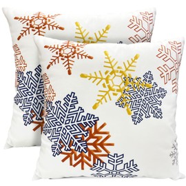 RYSMIYOU Decorative Throw Pillow Covers Set of 2 Snowflake Pillow Covers 18x18 inch Super Soft Short Plush Square Throw Pillows,Farmhouse Outdoor Pillow Covers for Couch Sofa Bedroom Living Room