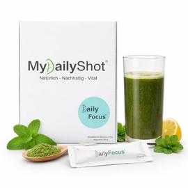 Focus Powder Drink with Adaptogens & Plants - Concentration, Mental Clarity & Productivity - MyDailyShot Daily Focus - 7 Sticks