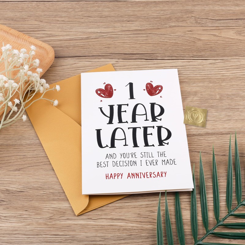 lasuroa 1 Anniversary Card, Paper First Anniversary Card with Envelope