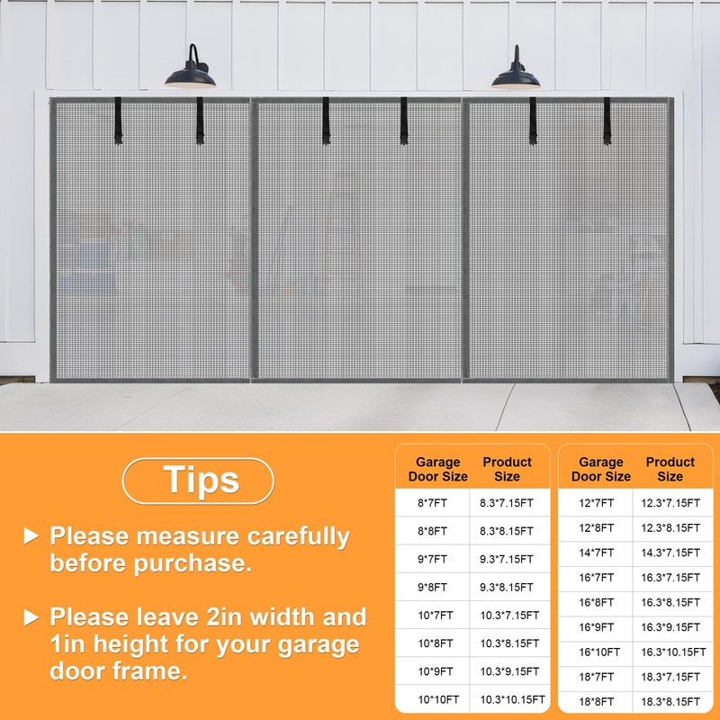 LIAMST Privacy Garage Door Screen Blackout for 2 Car Garage-16x8FT