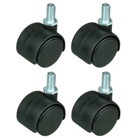 HRB Set of 4 swivel castors and threaded screw M 8, furniture castors small with max. load capacity 80 kg/set of castors, rotating castors for furniture with wheel diameter of 29 mm, transport castors