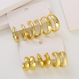 Juego de 10 pares de aretes colgantes hipoalergnicos de oro grueso para mujer, joyera ligera