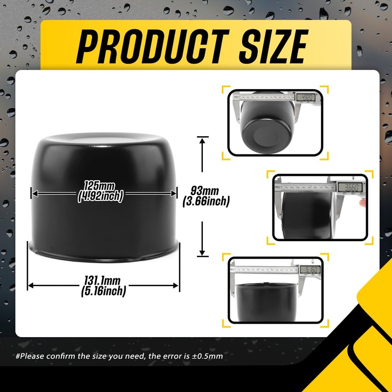 DewFlew 4Pcs 4.9" Push Through Wheel Center Caps Stainless Trailer