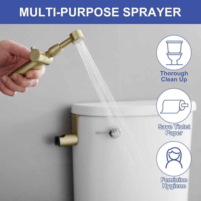 Greenspring Bidet Sprayer for Toilet Brushed Gold Bidet Attachment for