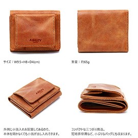 Agility affa "Lion" Mini Wallet, Trifold Wallet, Ultra Small Wallet, Leather, Genuine Leather, Mini, Small, Small, Thin, Pink