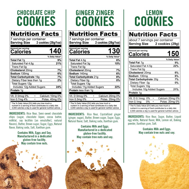 Tate's Bake Shop Gluten Free Cookies Variety Pack, Lemon, Ginger