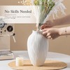 White Ceramic Vase for Pampas Grass, 9.2 Inch Wavy Textured