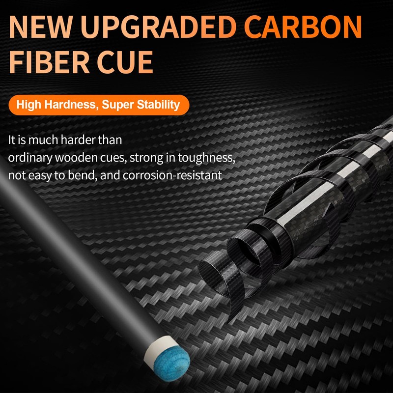 Kmise Carbon Fiber Pool Cue Stick 58", Billiard Cue Sticks