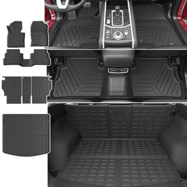 xipoqix Floor Mat Backrest Mat Compatible with 2023 2024 Mazda CX-5 TPE Cargo Liner Replacement for Mazda CX-5 2023 2024 Accessories (Compatible with 23-24 CX5, Cargo Mat+Backrest Mat+Floor Mat)