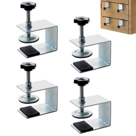 4 Pcs Universal C Clamp Cabinet Installation Clamps, Furniture Cabinetry Face Frame Clamps Flexible Drill Hole Guide Design for Easy and Fast Installing Frame of Cabinets (4 Pcs ‎Silver)