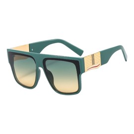 MAVKA STORE Unisex Vintage Oversized Square Sunglasses Retro Luxury UV400 Protection Eyewear Men Women, Green Trendy Fashion Shades Green Lenses, PC-Metal Frame. Case, Bag, Cloth, Screwdriver