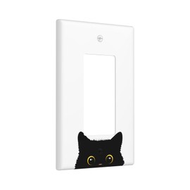 Cute Cat Black Single Gang Rocker Light Switch Cover Plates Decorative Outlet Covers, 1 Gang Rocker Wall Plate