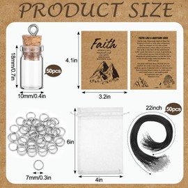Teenyyou 50/100 Set Mustard Seed Faith Necklace Christian Gifts for Woman DIY 0.5ml Mini Glass Jars Craft Necklace with Christian Faith Cards Bulk Favors, Without Mustard Seed(Classic,50 Pack)