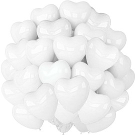 White Heart Shape Balloons - 12 Inch Heart Balloons, 15 Pack for Wedding, Anniversaries, Valentine's, Proposals & Bridal Showers