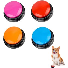 Aymxcls Voice Recording Button 4 Color, Dog Buttons for Communication Pet Training Buzzer, 30 Second Record & Playback, Cat, Puppy, Pet, Funny Study Office Home