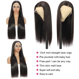 Miss Flower 250% Density Lace Front Wigs Human Hair 22 Inch Straight 13x4 Lace Front Wigs Human Hair Wigs For Black Women HD Transparent Lace Front Wigs Human Hair Pre Plucked