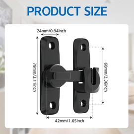 Sliding Door Lock, 90/180 Degree flip Sliding barn Door Lock Security Small Gate Latches Bending Buckle Bolt Lock for Wooden Gates, Patio, and Garage Doors (Black)